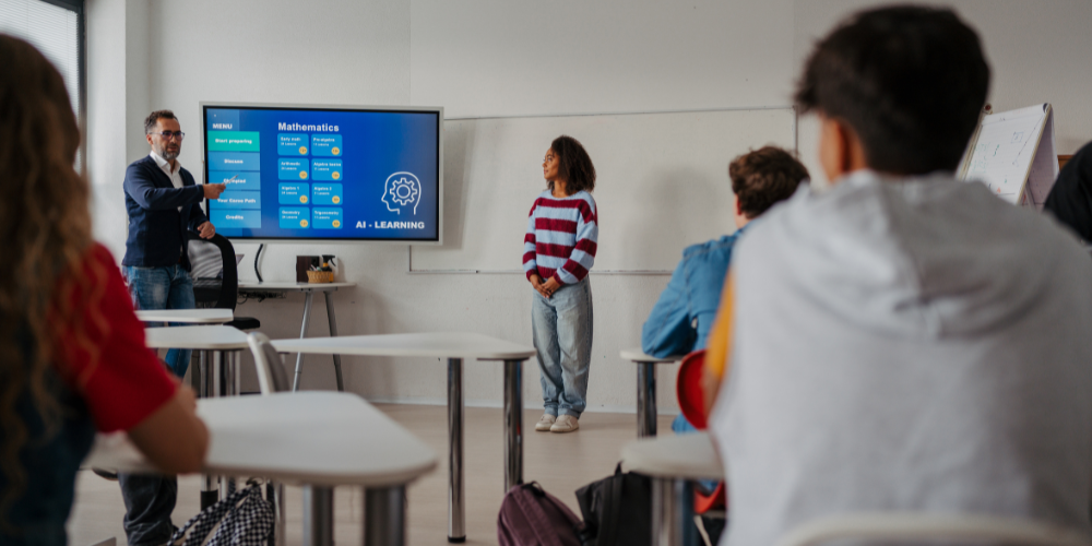 students using AI in a high school classroom to deepen engagement in learning